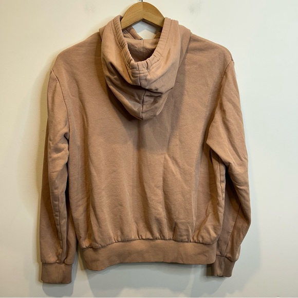 H&M Oversized Powder Pink Hoodie Sweatshirt Embroidered Heart - Picture 7 of 7